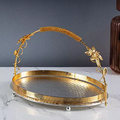 صينية تقديم ضيافة اللون الذهبي