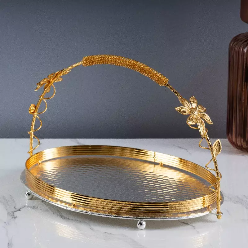 صينية تقديم ضيافة اللون الذهبي