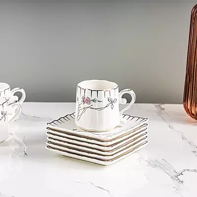 طقم فناجين قهوة مورد عدد 6 فناجين