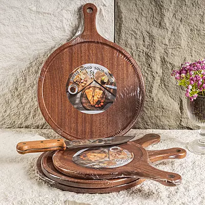Circle Wooden Hot Food Serving Board
