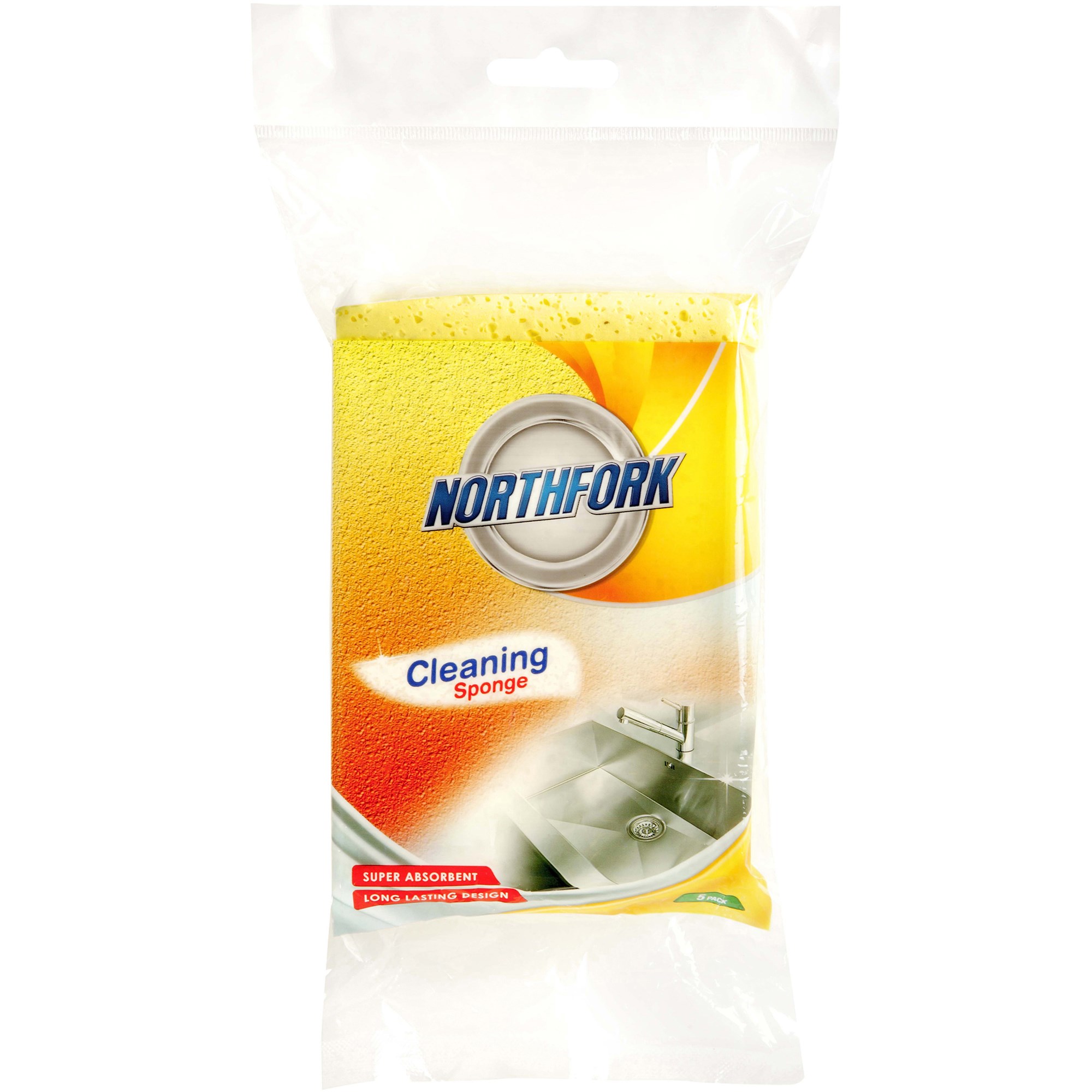 Northfork Cleaning Sponges Yellow Pack Of 5