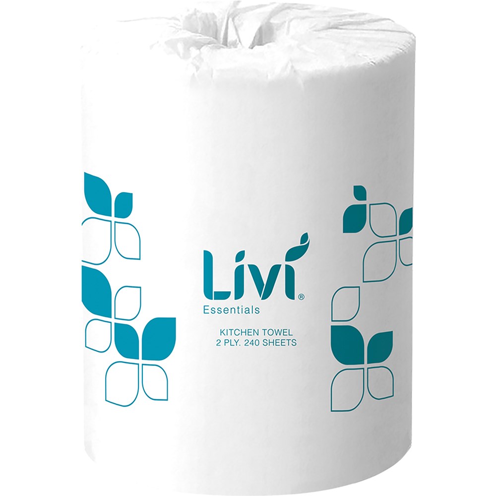 Livi Essentials Kitchen Towel Roll 2 Ply 240 Sheets Box Ctn 12