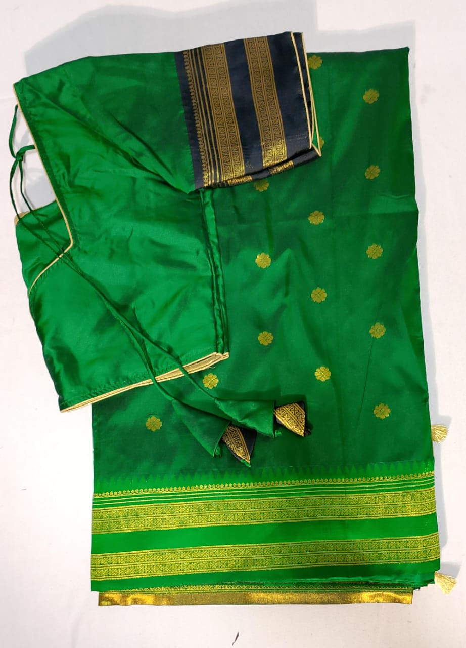 C145: Ready To Ship Beautiful Soft Silk Pithani  Saree With Stitched Blouse
