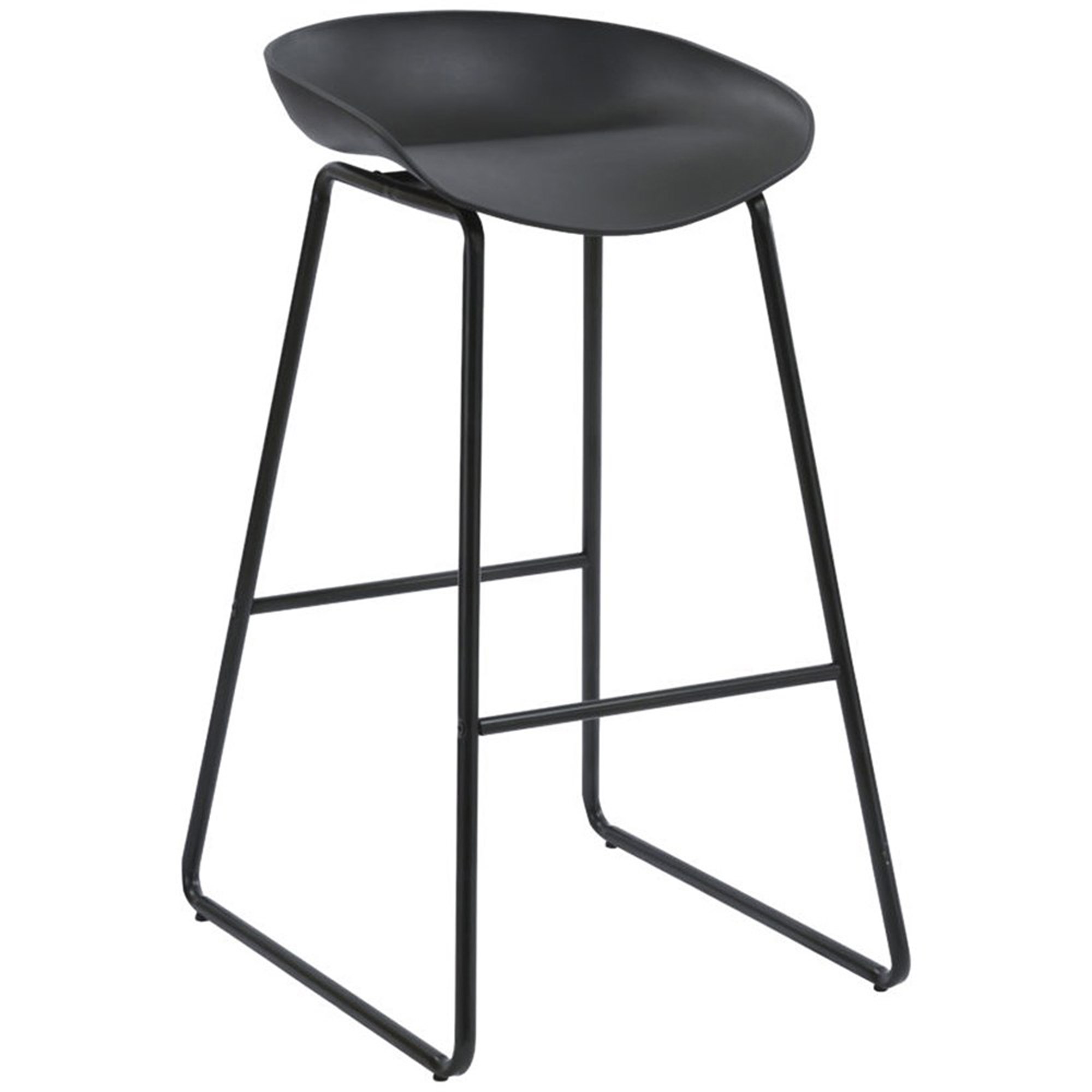 Rapidline Aries Bar Stool With Black Metal Frame And Polypropylene Black Shell Seat