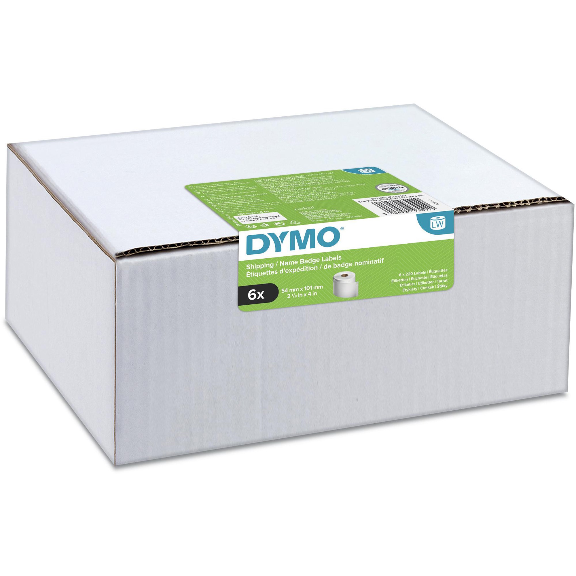 DYMO LabelWriter Shipping Or Name Badge Labels 54 x 101mm Pack  of 6 White