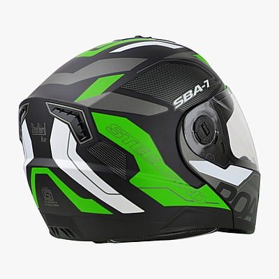 STEELBIRD SBA-7 ROAD GLOSSY BLACK/GREEN C/V (L)