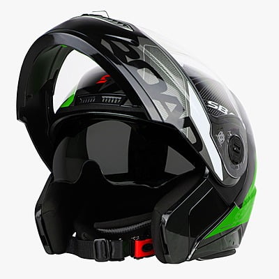 STEELBIRD SBA-7 ISS ROAD GLOSSY BLACK/GREEN C/V (M)