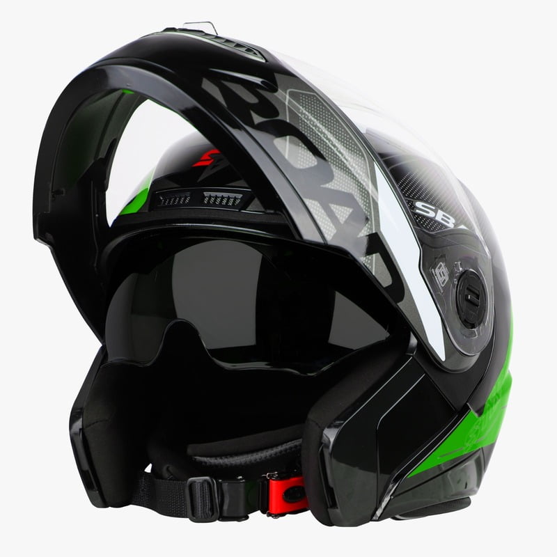 STEELBIRD SBA-7 ISS ROAD GLOSSY BLACK/GREEN C/V (M)