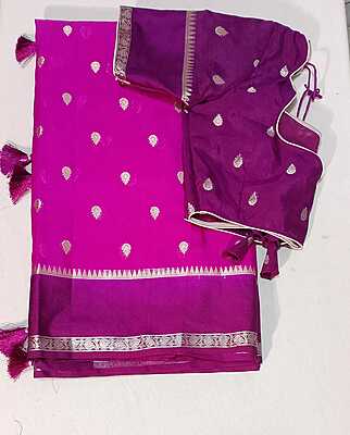 E27: Ready To Ship Beautiful Banarasi Warm Silk Saree With Stitched Blouse