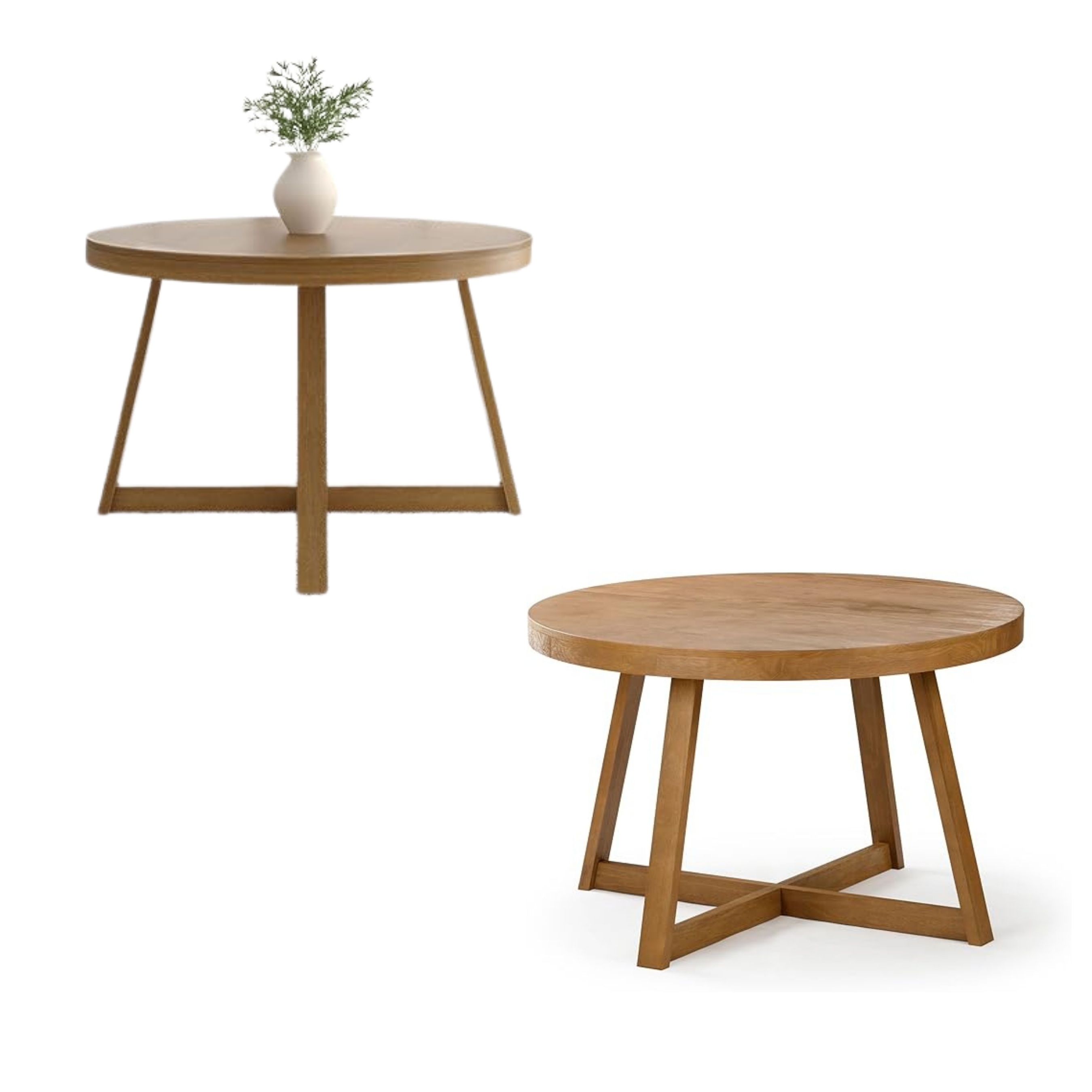 47" Round Solid Wood Dining Table – Pecan Wirebrush Finish