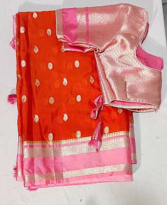 E28: Ready To Ship Beautiful Banarasi Warm Silk Saree With Stitched Blouse