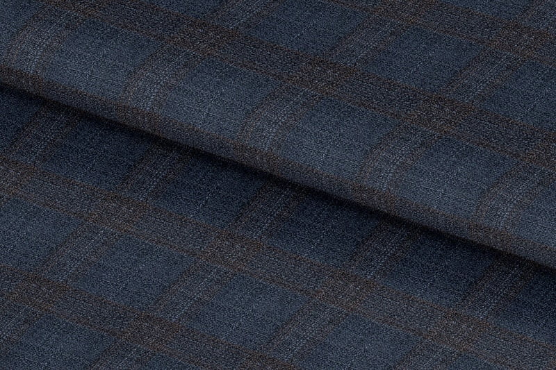 255134-BLUE & BROWN CHECK LINEN