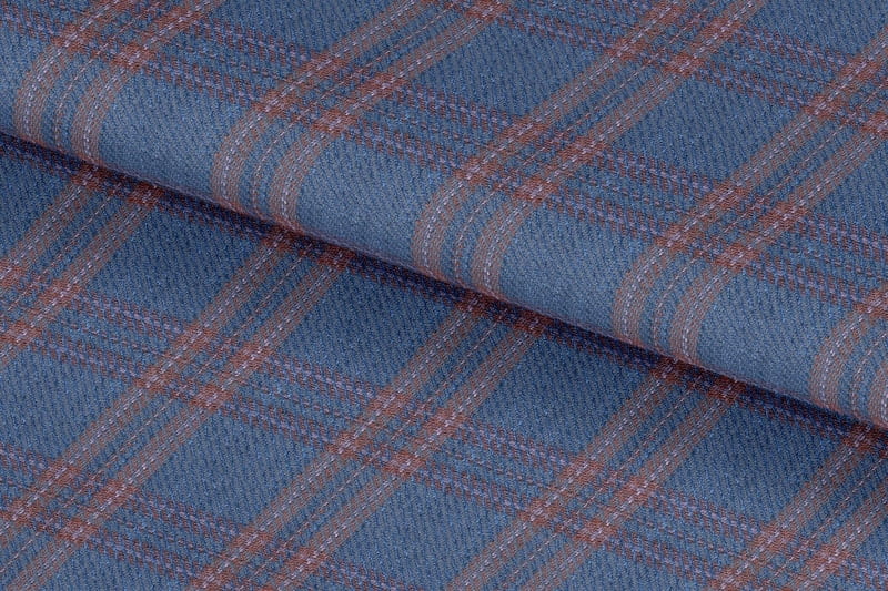 255143-COOL BLUE WITH BROWN CHECK LINEN
