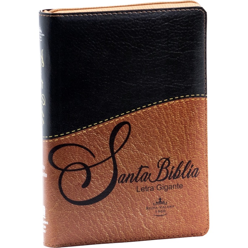 Santa Biblia Manual Letra Gigante Imitación Piel, Negro/Cafe Santa Biblia Manual Letra Gigante Imitación Piel, Negro/Cafe