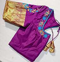 D197: Ready To Ship Beautiful Pure Kanchipuram Silk  Saree With Stitched Emboridey Blouse