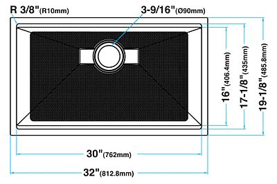 32-inch Large Single Bowl, 16g LZ Series, Workstation 32-inch Large Single Bowl, 16g LZ Series, Workstation