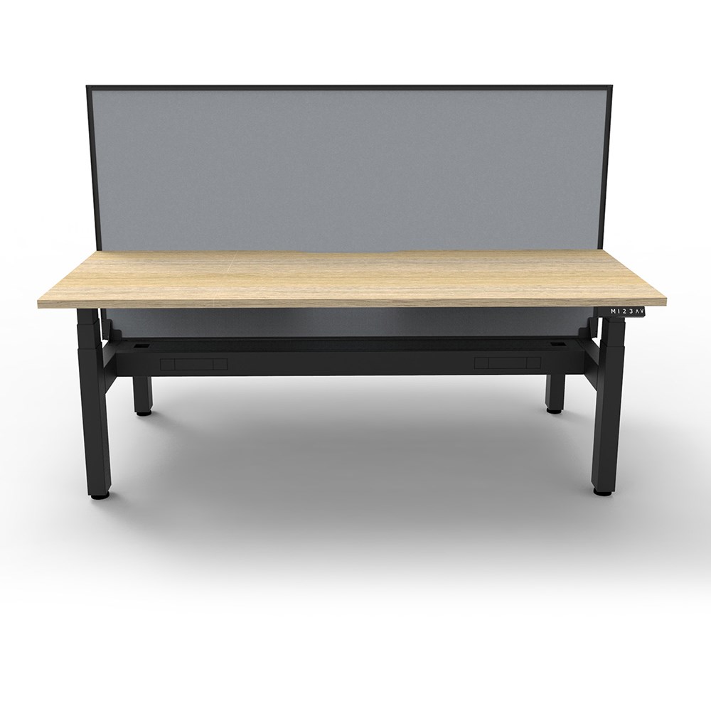 Rapidline BOOST+ Back To Back Workstation+Screen+Cable Tray 2 Person 1200mmW Oak/Black