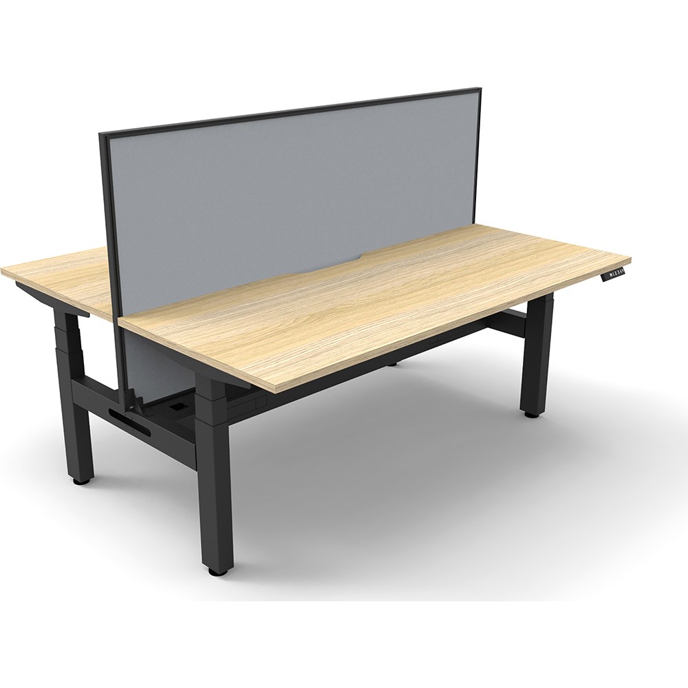 Rapidline BOOST+ Back To Back Workstation+Screen+Cable Tray 2 Person 1800mmW Oak/Black