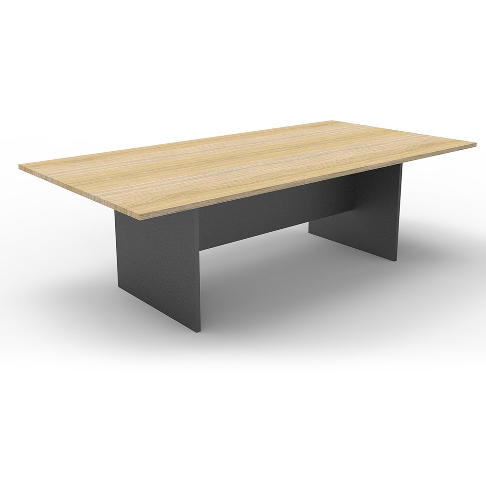 Rapidline Rectangle Boardroom Table 2400W x 1200D x 730mmH Oak Top Ironstone Base