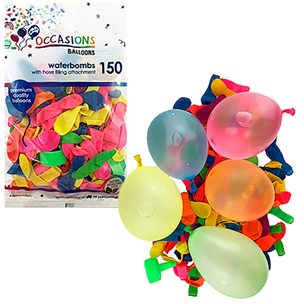 Alpen Occasions Waterbomb Balloons With Hose Attachment Assorted Pack Of 150
