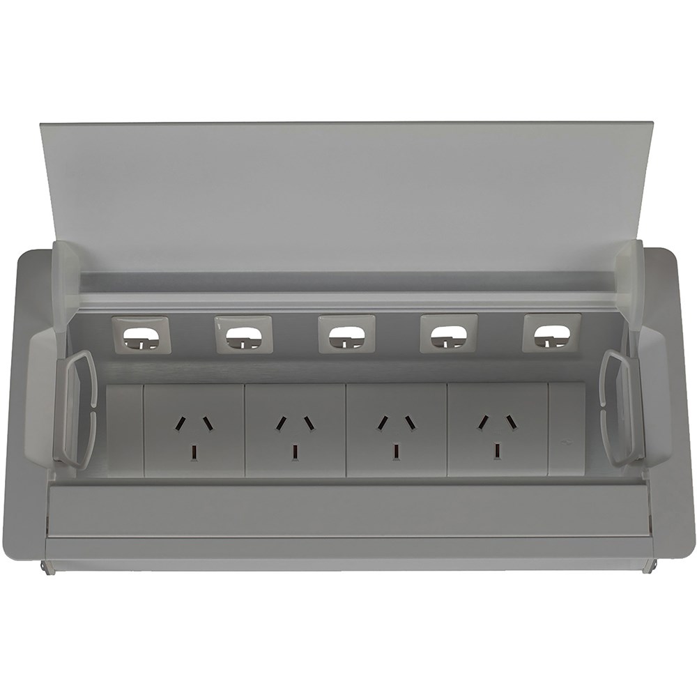 Rapidline Table Surface Mounted Service Box 4 GPO Silver