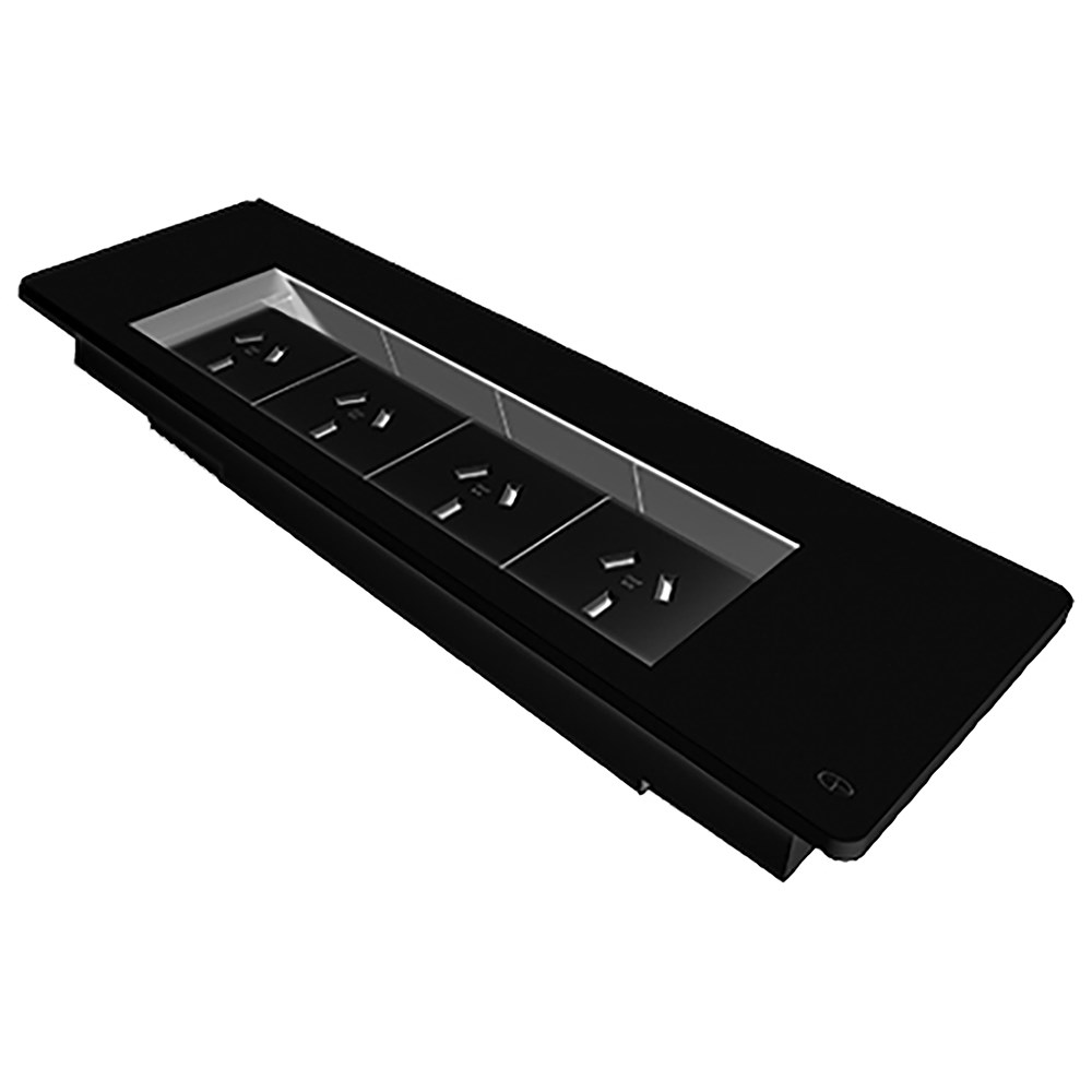 Rapidline Table Surface  Mounted Flip Box  4 GPO Black