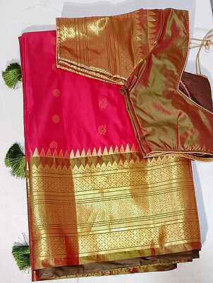 E18:Ready To Ship Beautiful Semi Gadwal Saree With Stitched Blouse