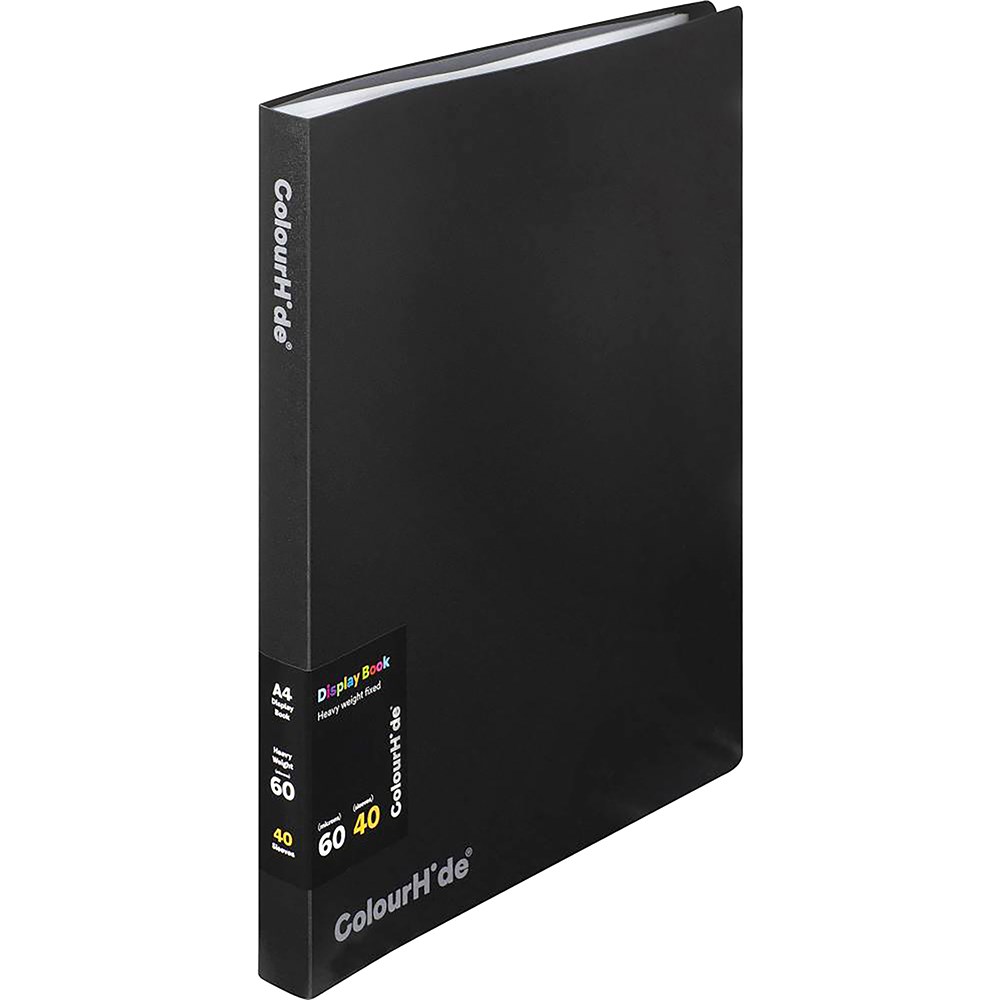 ColourHide Fixed Display Book A4 40 Sheets Black