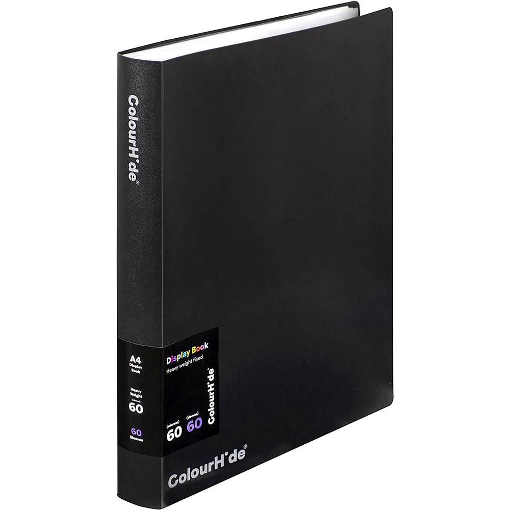 ColourHide Fixed Display Book A4 60 Sheets Black