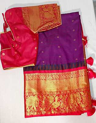 E13:Ready To Ship Beautiful Semi Gadwal Saree With Stitched Blouse