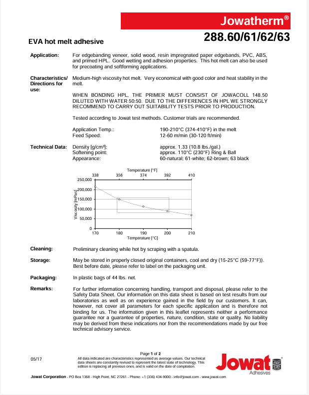 Jowat 288.60 EVA Granulate (Natural ) Adhesive Jowat 288.60 EVA Granulate (Natural ) Adhesive