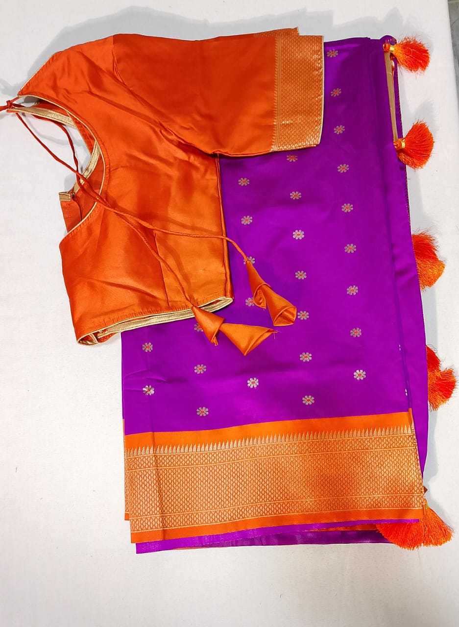 C148: Ready To Ship Beautiful Soft Silk Saree With Stitched Blouse