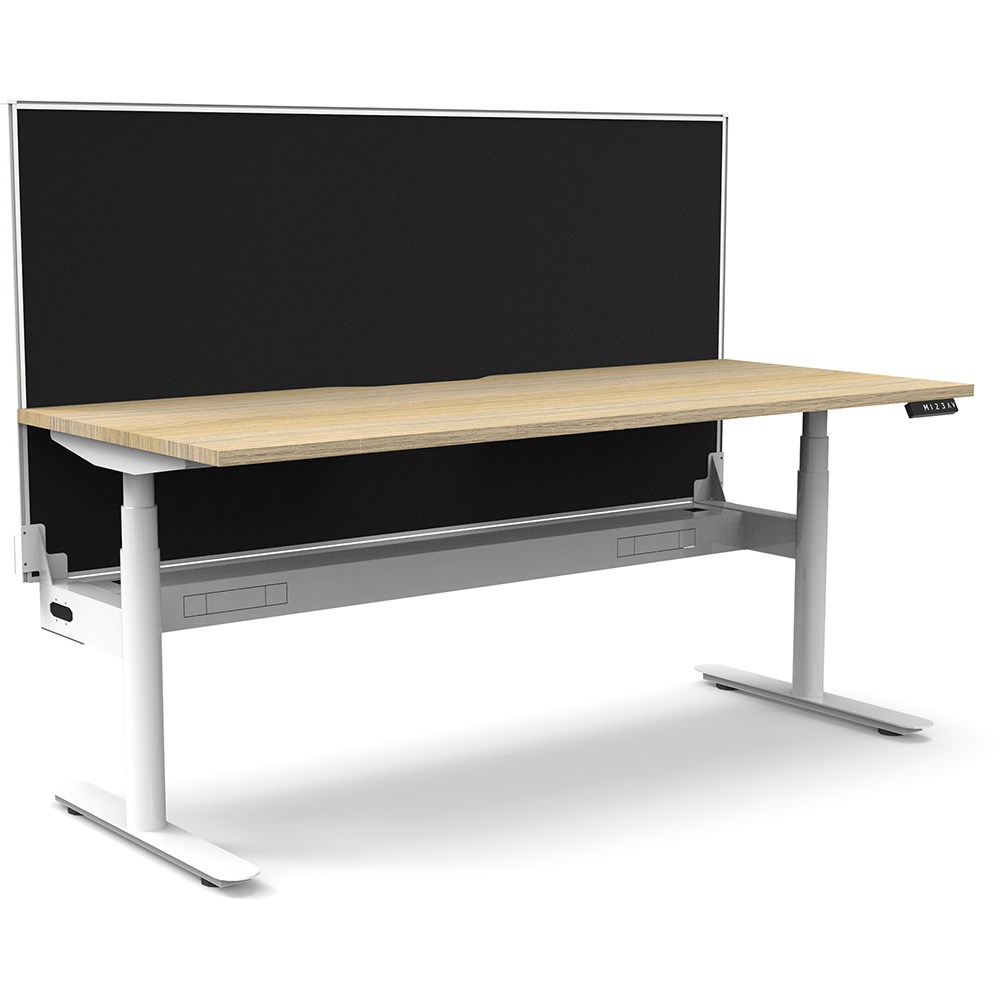 Rapidline Halo+ Single Sided Workstation + Screen + Cable Tray 1800mmW Oak/White