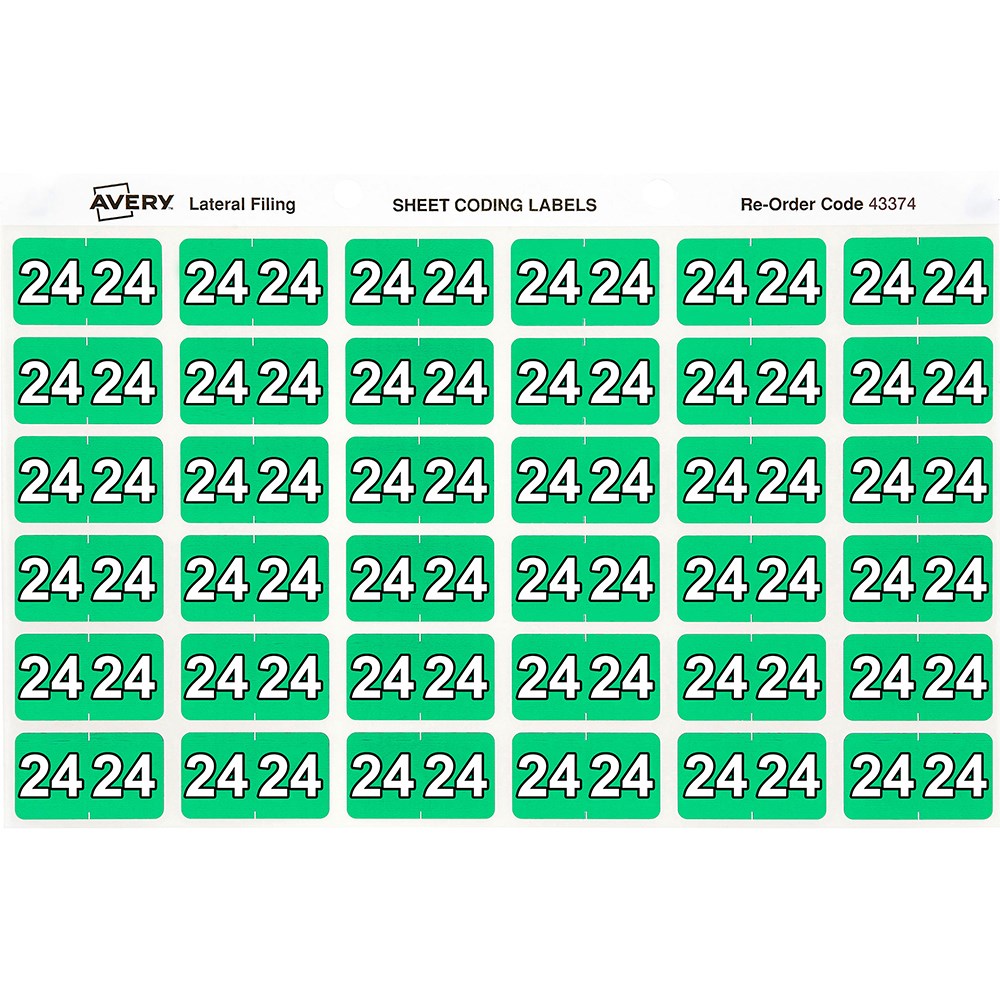 Avery Side Tab 24 Year Code Labels 25 x 38mm Green Pack of 180