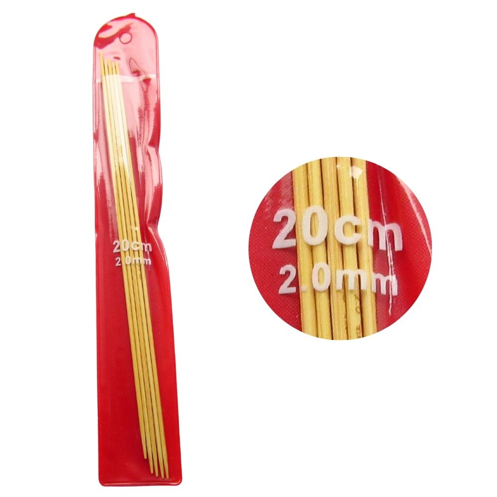 Aguja Tejer Por Cinco Bambu 2.0Mm  Paquete X 10 Und