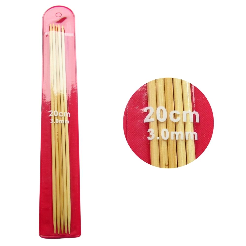 Aguja Tejer Por Cinco Bambu 3.0Mm  Paquete X 10 Und