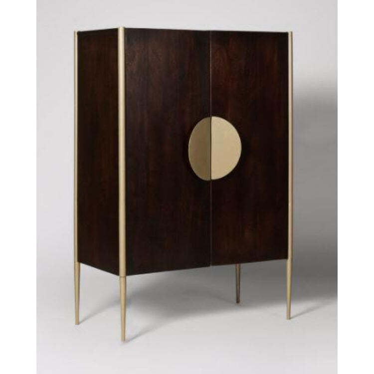 Modern Dark Wood Bar Cabinet with Brass Accents | Contemporary Liquor Cabinet Modern Dark Wood Bar Cabinet with Brass Accents | Contemporary Liquor Cabinet