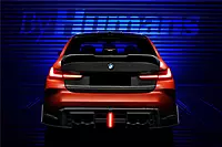 2021-UP BMW M3 G80 BKSS Style Rear Diffuser with LED Lights & Quad Exhaust Tips