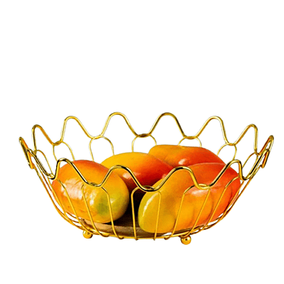 سلة فواكة معدن لون ذهبي