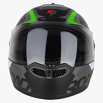 STEELBIRD SBA-7 ROAD MATT BLACK/GREEN C/V (M)