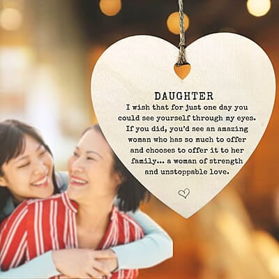 Personalized Heart Family Keepsake Ornament Gift,  Heirloom Treasure, Wood Thank You Memento 3