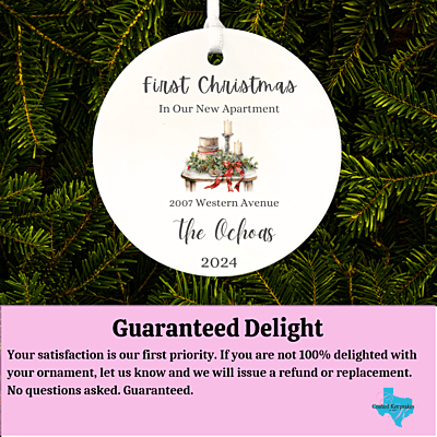 New Apartment 3 Personalized 2024 Ornament Keepsake, First Christmas, Heirloom Custom Gift
