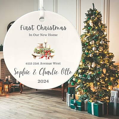 New Address 3 Personalized 2024 Ornament, Custom Ceramic Keepsake, First Christmas Heirloom Gift New Address 3 Personalized 2024 Ornament, Custom Ceramic Keepsake, First Christmas Heirloom Gift