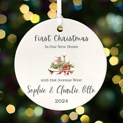 New Address 3 Personalized 2024 Ornament, Custom Ceramic Keepsake, First Christmas Heirloom Gift