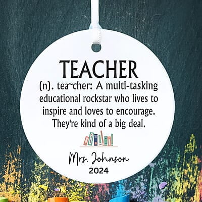 Teacher 3 Personalized 2024 Ceramic Ornament, Thank You Gift, Custom Keepsake Heirloom Memento