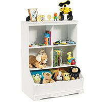 Spacious Kids Toy Organizer Shelf with Open Storage Bins – White Wooden Bookshelf for Toys & Books Spacious Kids Toy Organizer Shelf with Open Storage Bins – White Wooden Bookshelf for Toys & Books