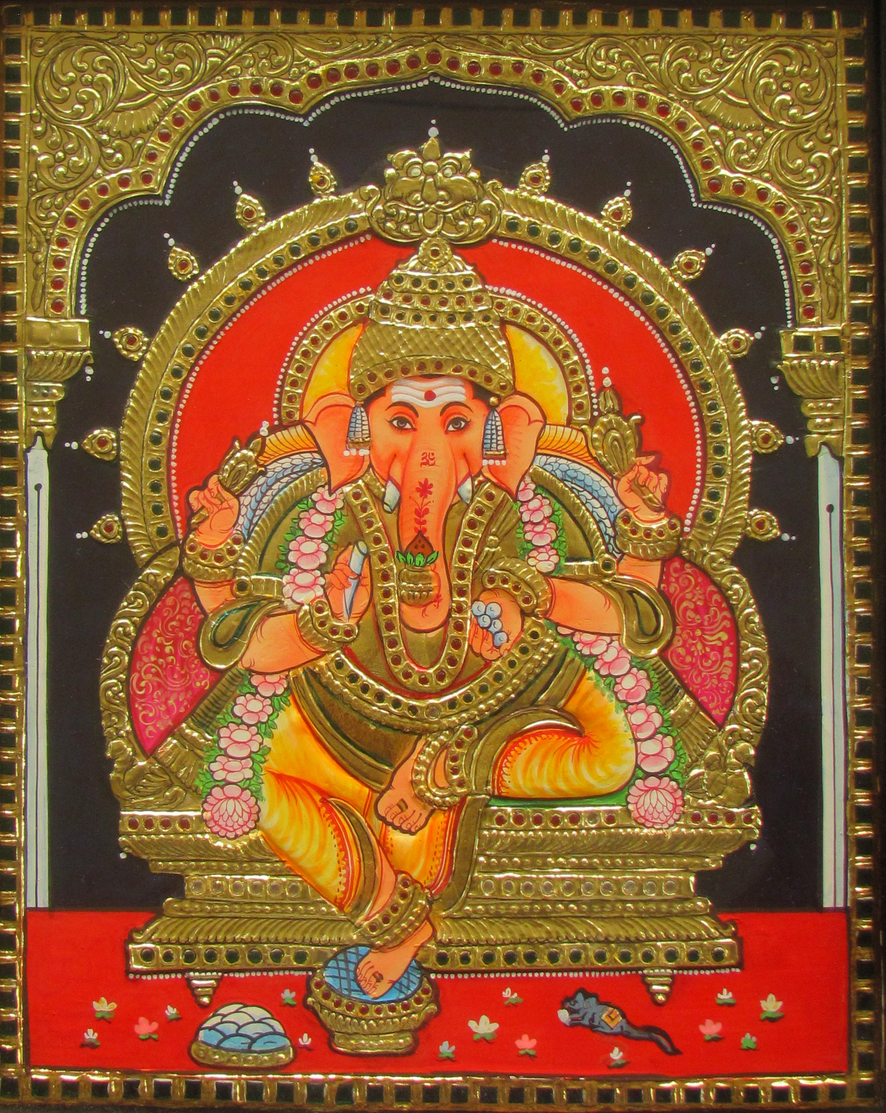Ganesh Tanjore Painting - 1.5 ft x 1.25 ft
