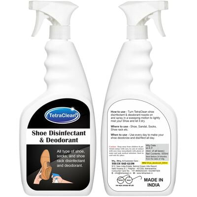 Tetraclean Shoe Deodorizer and Disinfectant Spray for All Types of Shoes, Socks and Shoe Racks (500 ML) Tetraclean Shoe Deodorizer and Disinfectant Spray for All Types of Shoes, Socks and Shoe Racks (500 ML)