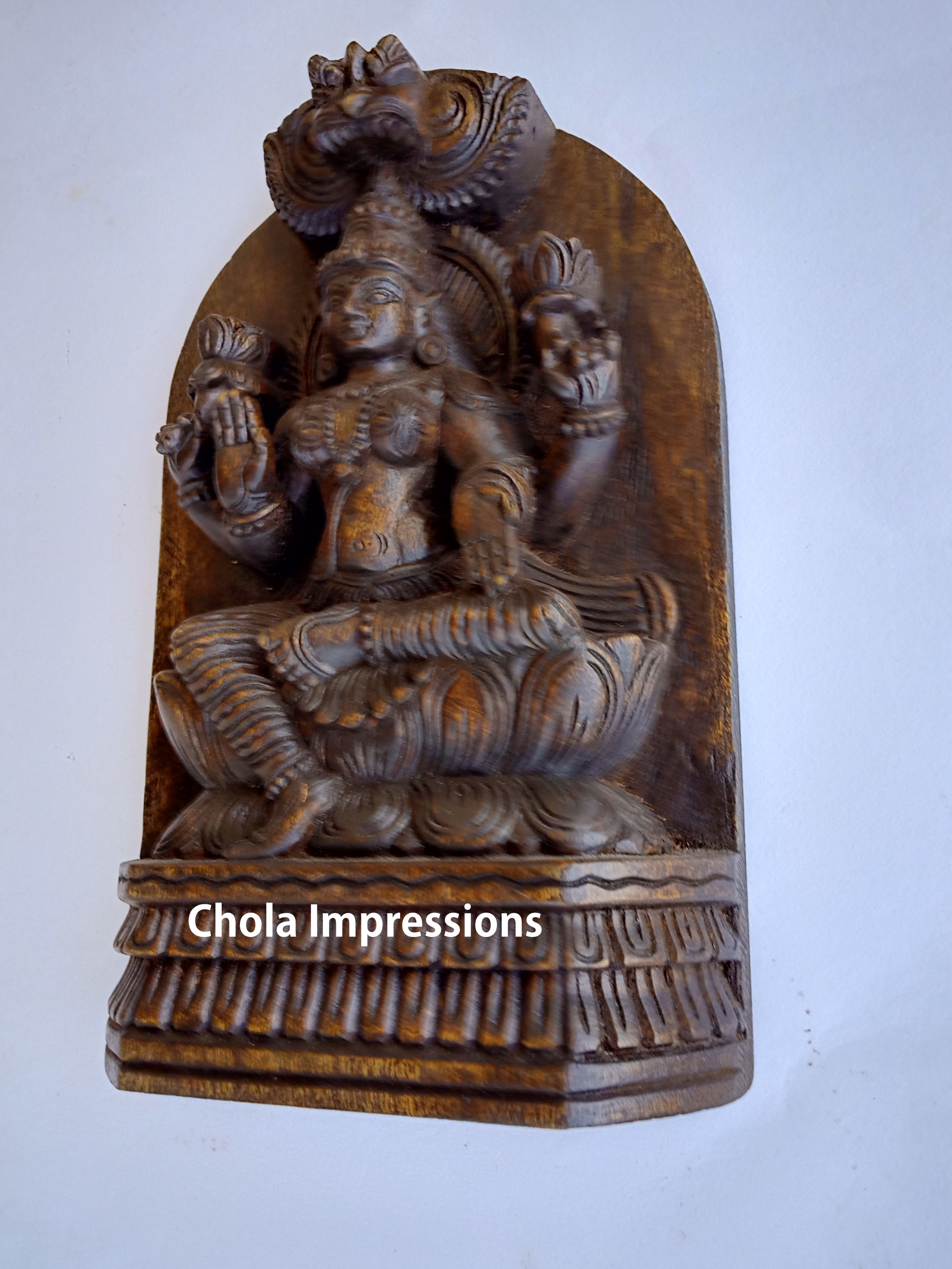 Chola Impressions Antique Finish Lakshmi Devi Wooden Statue 1 Foot