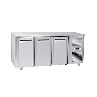 Front look of Blue Star Kitchen Refrigerator-3 Door Under Counter Chiller-GC Series